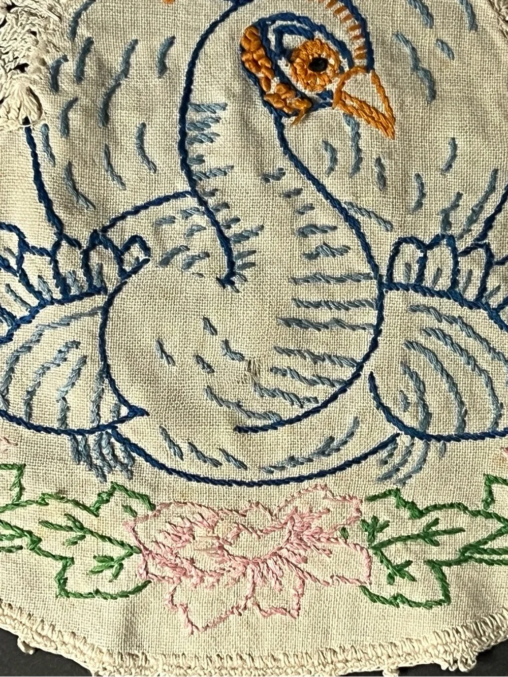 Vintage Peacock Antimacassar 1920-1940
